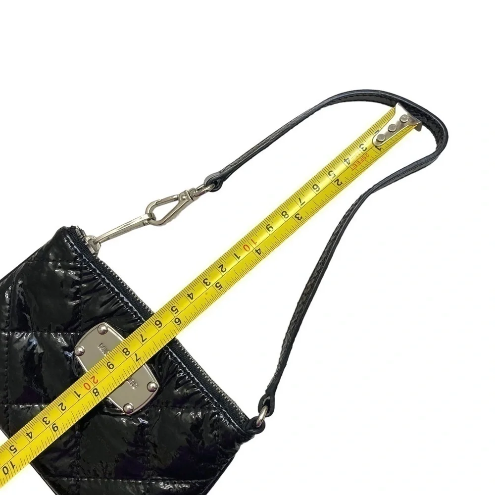 Michael Kors black patent quilted leather wristlet mini bag